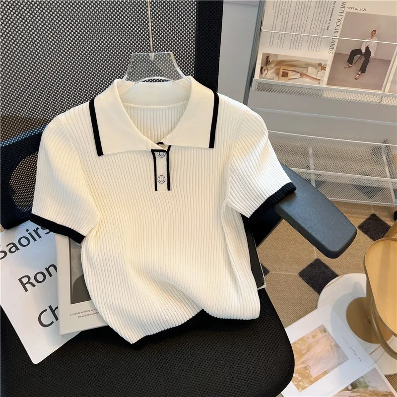 Ice Silk Knitted Short-sleeved Shirt for Women A New Summer Fashion Stylish and Youthful Top with Design Comfort Women's Top New
Ice Silk Knitted Short-sleeved Shirt for Women A New Summer Fashion Stylish and Youthful Top with Design Comfort Women's Top New