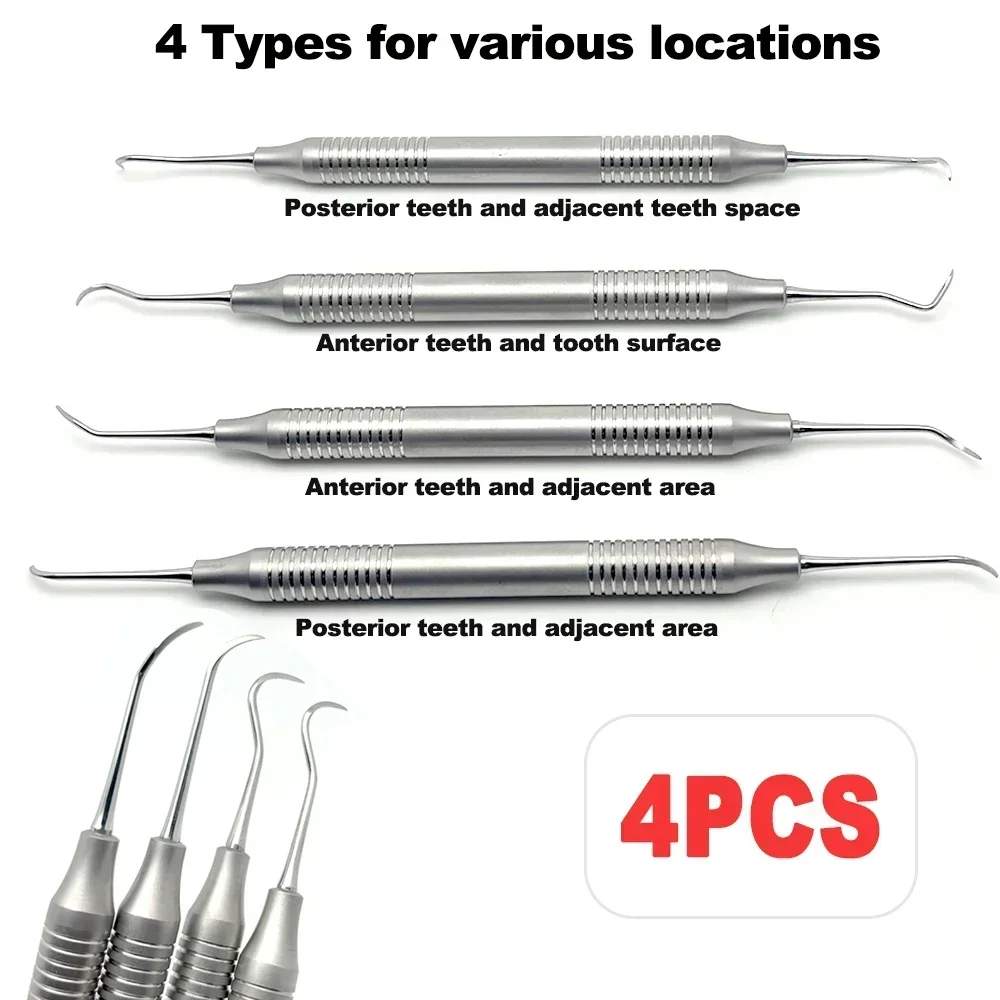 4Pcs Stainless Steel Dental Tooth Scaler Kit Dental Double-Ended Design Teeth Cleaning Tool Dentistry Oral Care Whitening Tools
4Pcs Stainless Steel Dental Tooth Scaler Kit Dental Double-Ended Design Teeth Cleaning Tool Dentistry Oral Care Whitening Tools