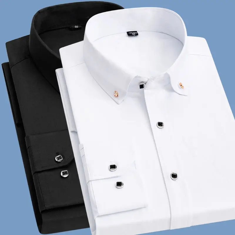 Spring Autumn Men's Slim Fit Long Sve irt Casual Diamond Button Ne Busin Casual Iron Free White Korean Sle Trendy
Spring Autumn Men's Slim Fit Long Sve irt Casual Diamond Button Ne Busin Casual Iron Free White Korean Sle Trendy