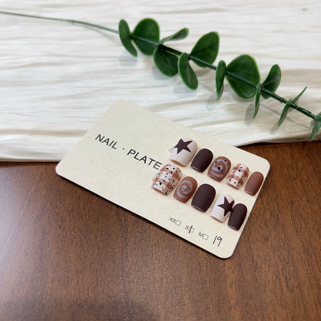 10pcs Handmade Press on Nails Speckled Matte Brown Star Full Coverage Nail Tips for Women&Girl Short Removable Wearable Nail Art
10pcs Handmade Press on Nails Speckled Matte Brown Star Full Coverage Nail Tips for Women&Girl Short Removable Wearable Nail Art