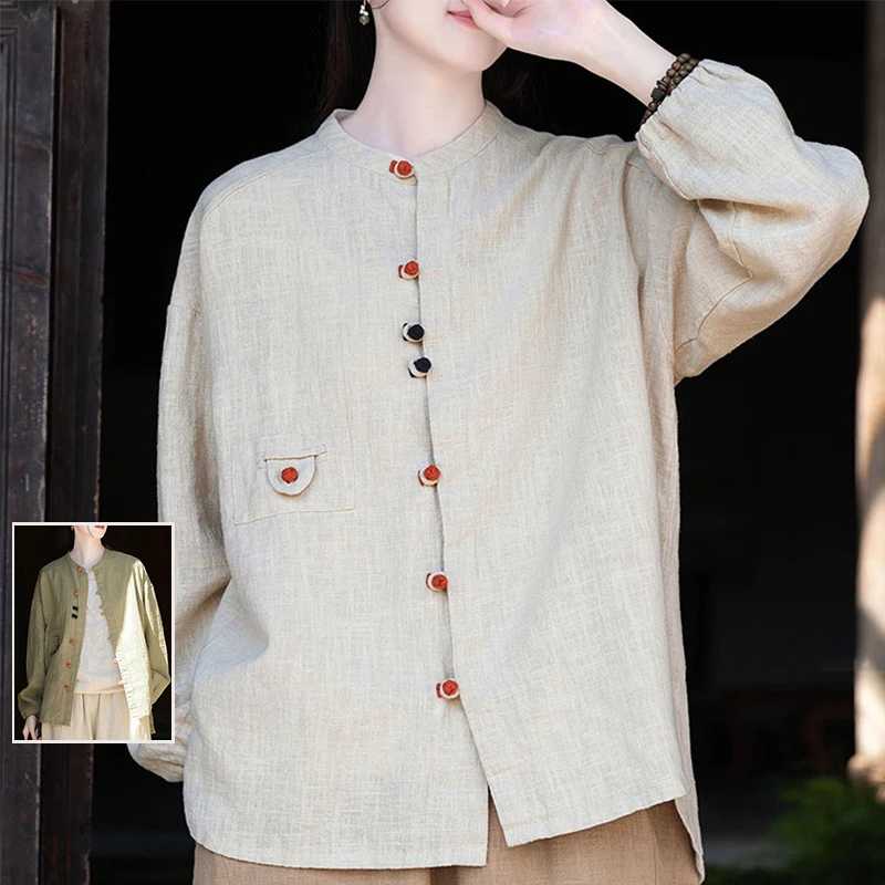 Свободный крой Long Sve Linen irt, повседневный женский модный осенний кардиган большого размера с воротником-стойкой и пуговицами, открытый кардиган, топ
Свободный крой Long Sve Linen irt, повседневный женский модный осенний кардиган большого размера с воротником-стойкой и пуговицами, открытый кардиган, топ