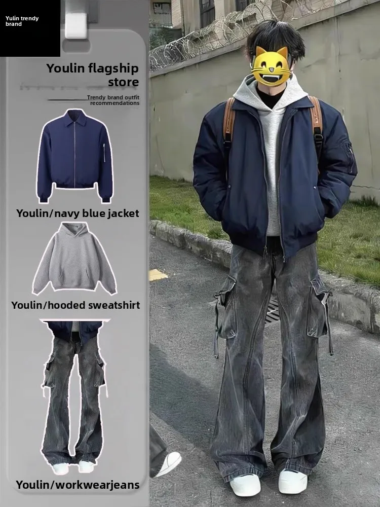 Cool ort Pilot Jaet for Men in Spring Stand Fit Cotton Blend Outerwear Cleanfit Sle Youthful Trend Winter ential
Cool ort Pilot Jaet for Men in Spring Stand Fit Cotton Blend Outerwear Cleanfit Sle Youthful Trend Winter ential