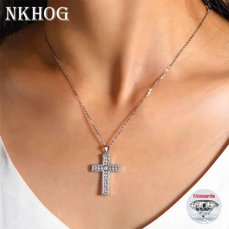 NKHOG Full Moissanite Cross Pendant Necklace Women S925 Sterling Silver Plated 18K Gold Neck Chain Gift Fine Jewelry Certificate
NKHOG Full Moissanite Cross Pendant Necklace Women S925 Sterling Silver Plated 18K Gold Neck Chain Gift Fine Jewelry Certificate