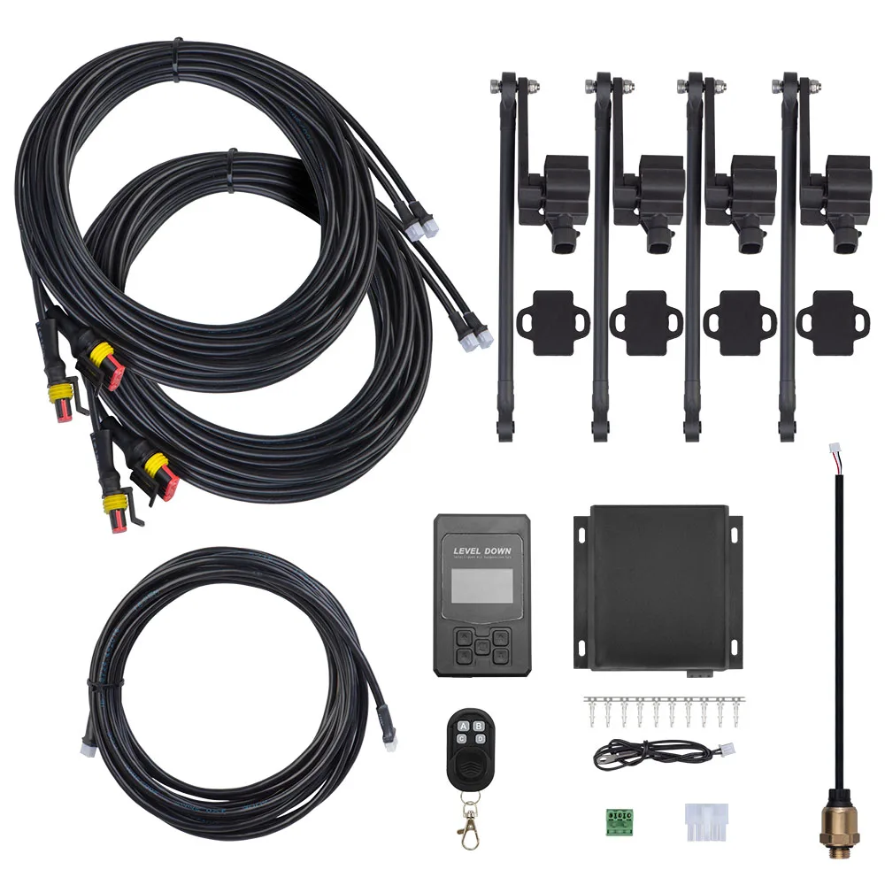 Universal 4Threads Auto Air Bag Suspension Electronic Control System with Height Sensor Bluetooth-compat Remote and Wire Control
Universal 4Threads Auto Air Bag Suspension Electronic Control System with Height Sensor Bluetooth-compat Remote and Wire Control