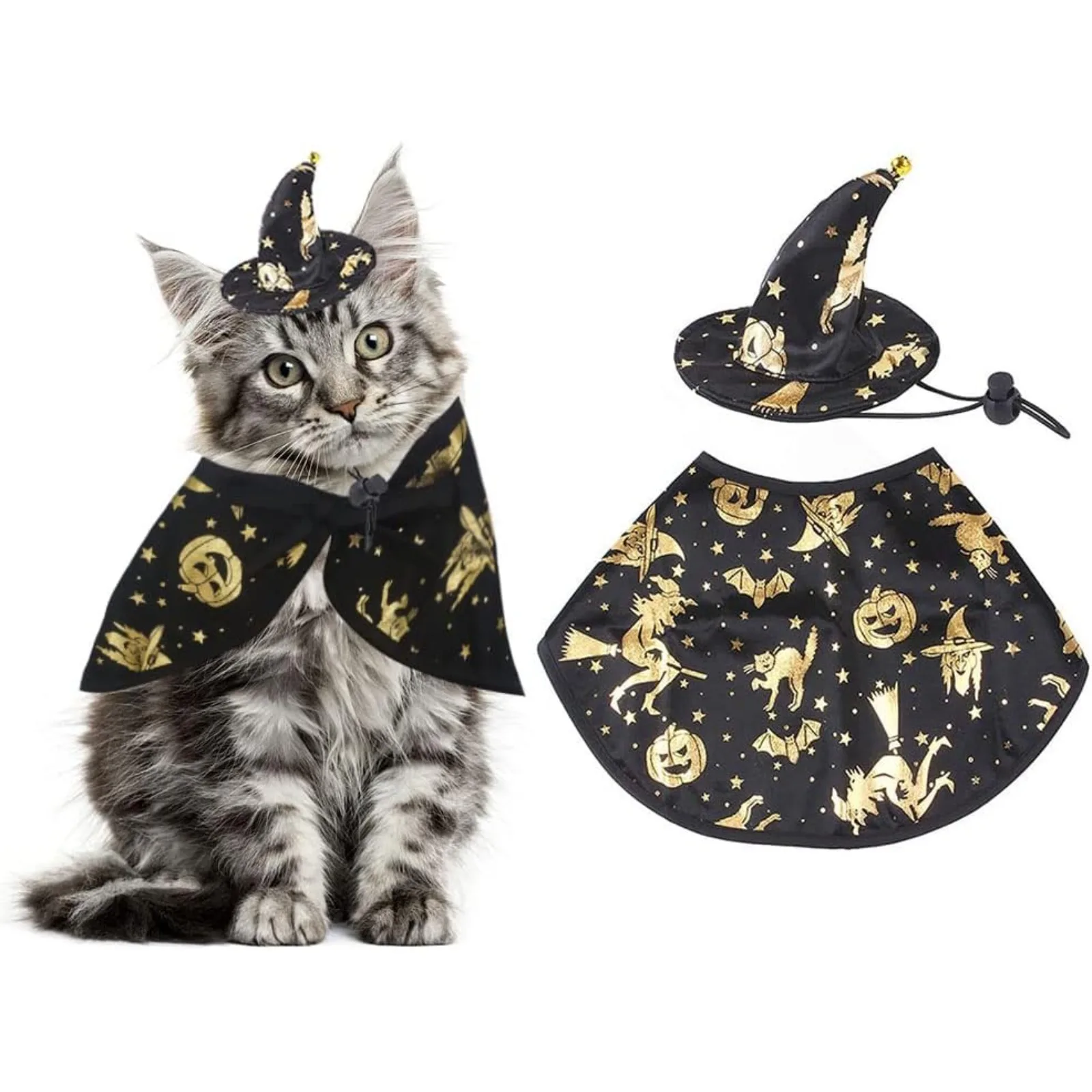 Halloween Pet Black Witch Cape for Cosplay Party Decoration, Cat Witch Hat Cosplay Costume for Puppy Dog Kitten Pet Accessories
Halloween Pet Black Witch Cape for Cosplay Party Decoration, Cat Witch Hat Cosplay Costume for Puppy Dog Kitten Pet Accessories