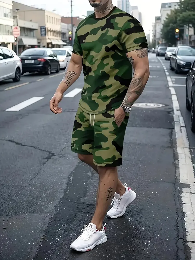New Summer Street Fashion Men T-shirt And Shorts Set 3D Camouflage Print Men's Short-sleeved Top Outdoor Sports Men's Shorts y2k
New Summer Street Fashion Men T-shirt And Shorts Set 3D Camouflage Print Men's Short-sleeved Top Outdoor Sports Men's Shorts y2k