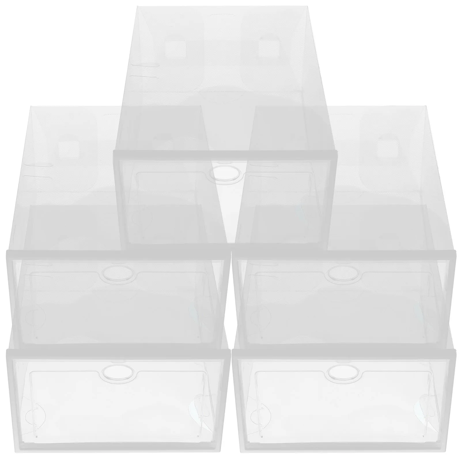 5 Pcs Transparent Shoe Boxes 33x23x14cm White Frame Stackable Storage Organizer for Men Women Sneakers High Heels
5 Pcs Transparent Shoe Boxes 33x23x14cm White Frame Stackable Storage Organizer for Men Women Sneakers High Heels