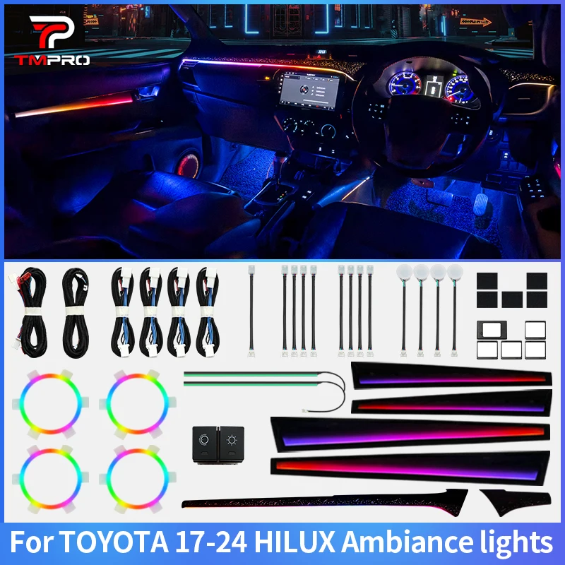 TMPRO 64 Colors LED Ambient Lighting For Toyota Right Rudder HILUX 2017-2024 Automotive Interior Decoration
TMPRO 64 Colors LED Ambient Lighting For Toyota Right Rudder HILUX 2017-2024 Automotive Interior Decoration