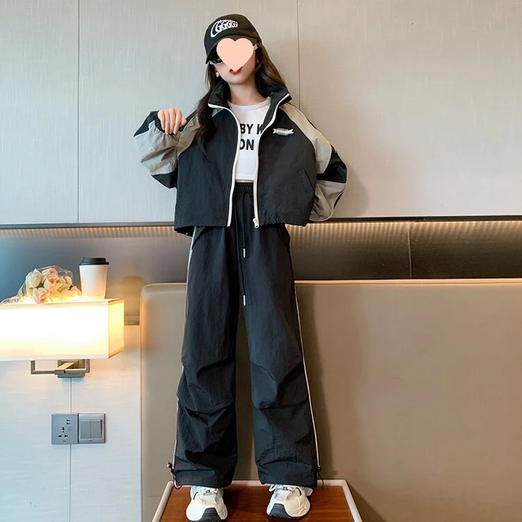2024 Korean Spring Autumn Children Girl Tracksuit Teenager Girl Contrast Zipper Sweat Jackets+Wide-leg Pants Sets Girls 4-12 Yrs
2024 Korean Spring Autumn Children Girl Tracksuit Teenager Girl Contrast Zipper Sweat Jackets+Wide-leg Pants Sets Girls 4-12 Yrs
