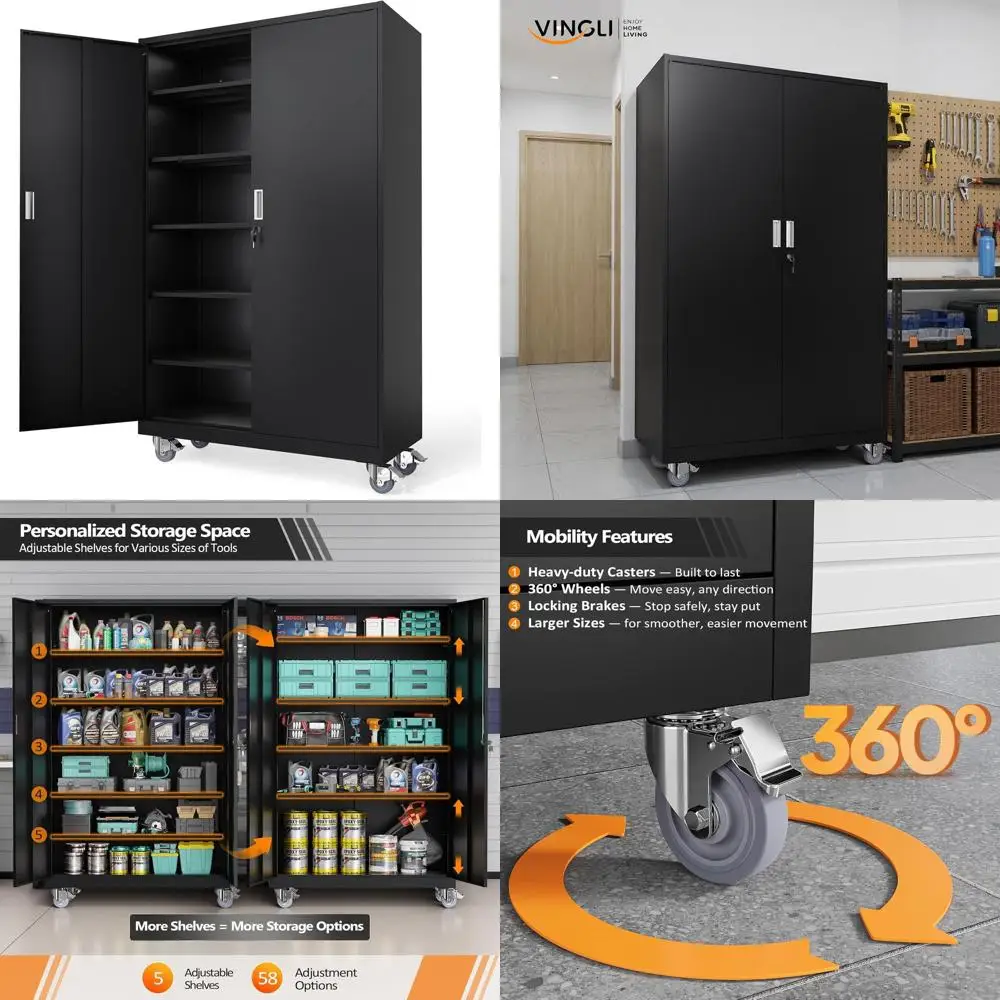 Large Metal Storage Cabinet with 2 Doand 5 Adjustable Shelves, Upgraded Height & Wide & Deep, 43''W x 20''D x 72''H, Oversized G
Large Metal Storage Cabinet with 2 Doand 5 Adjustable Shelves, Upgraded Height & Wide & Deep, 43''W x 20''D x 72''H, Oversized G