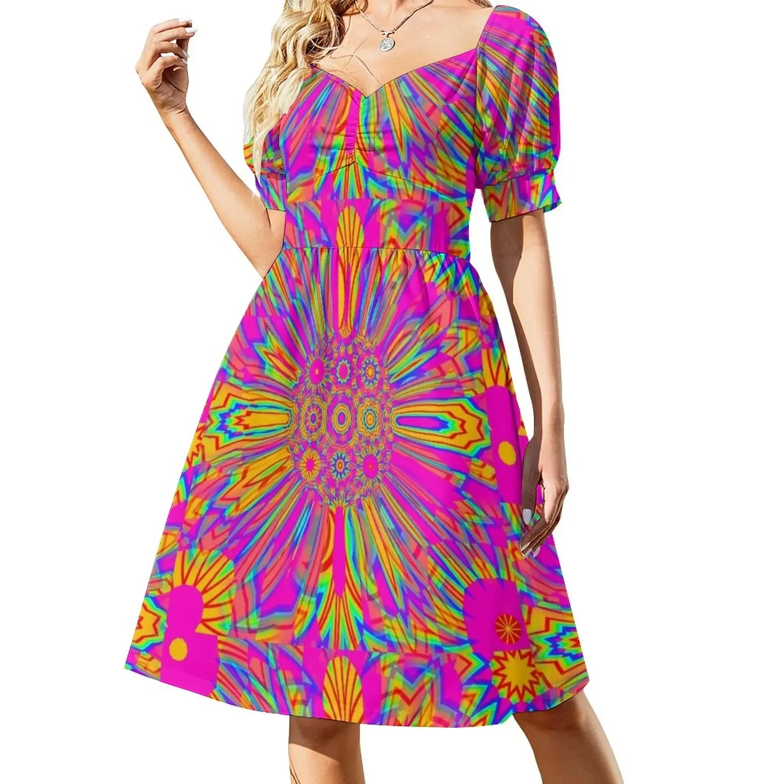 Flower Power Hippie Design Short-Sleeved Dress summer dress woman 2025 trendy women's evening dresses 2025 
Flower Power Hippie Design Short-Sleeved Dress summer dress woman 2025 trendy women's evening dresses 2025