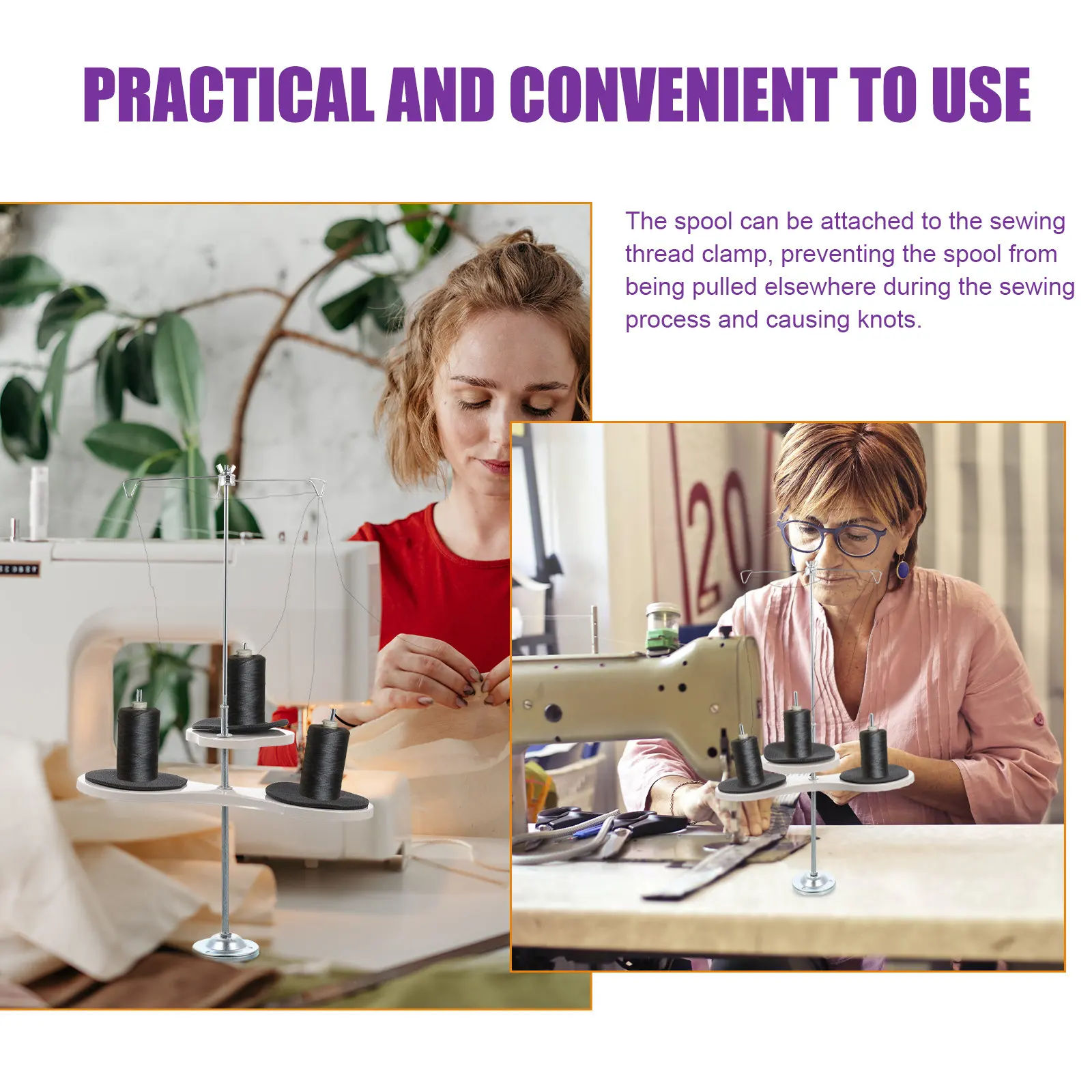 Adjustable Thread Stand Heavy Duty Iron Base Smooth Sewing Machine Use Universal Spool Holder Storage Rack Embroidery