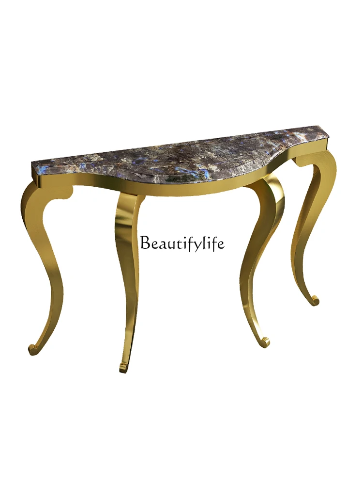 Light Luxury Stainless Steel Luminous Arc Entrance Cabinet Transparent Marble Ultra Narrow Table a Long Narrow Table Table
Light Luxury Stainless Steel Luminous Arc Entrance Cabinet Transparent Marble Ultra Narrow Table a Long Narrow Table Table