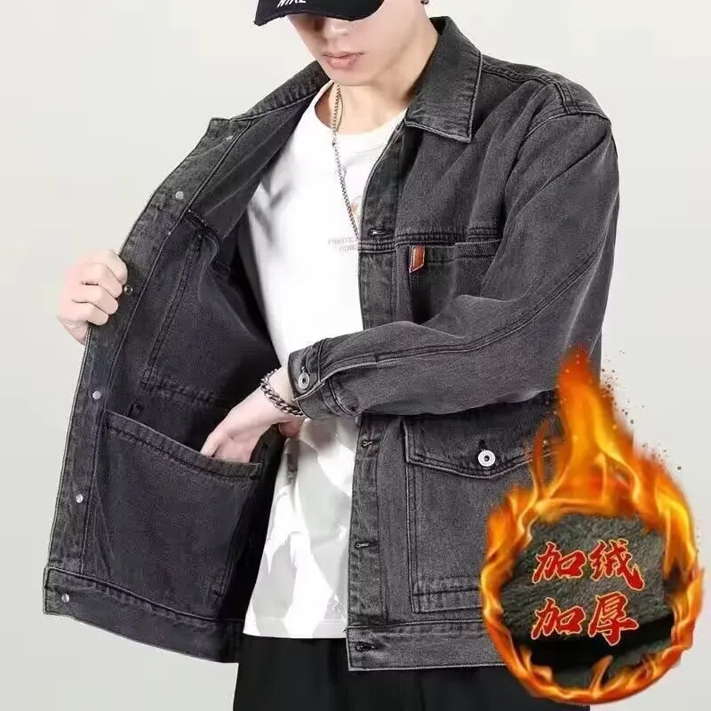 Thiened Fce Denim Jaet for Men Workwear Multi-ket Dirt-Resistant Casual Outerwear Autumn Winter Seasonal Long Sve
Thiened Fce Denim Jaet for Men Workwear Multi-ket Dirt-Resistant Casual Outerwear Autumn Winter Seasonal Long Sve