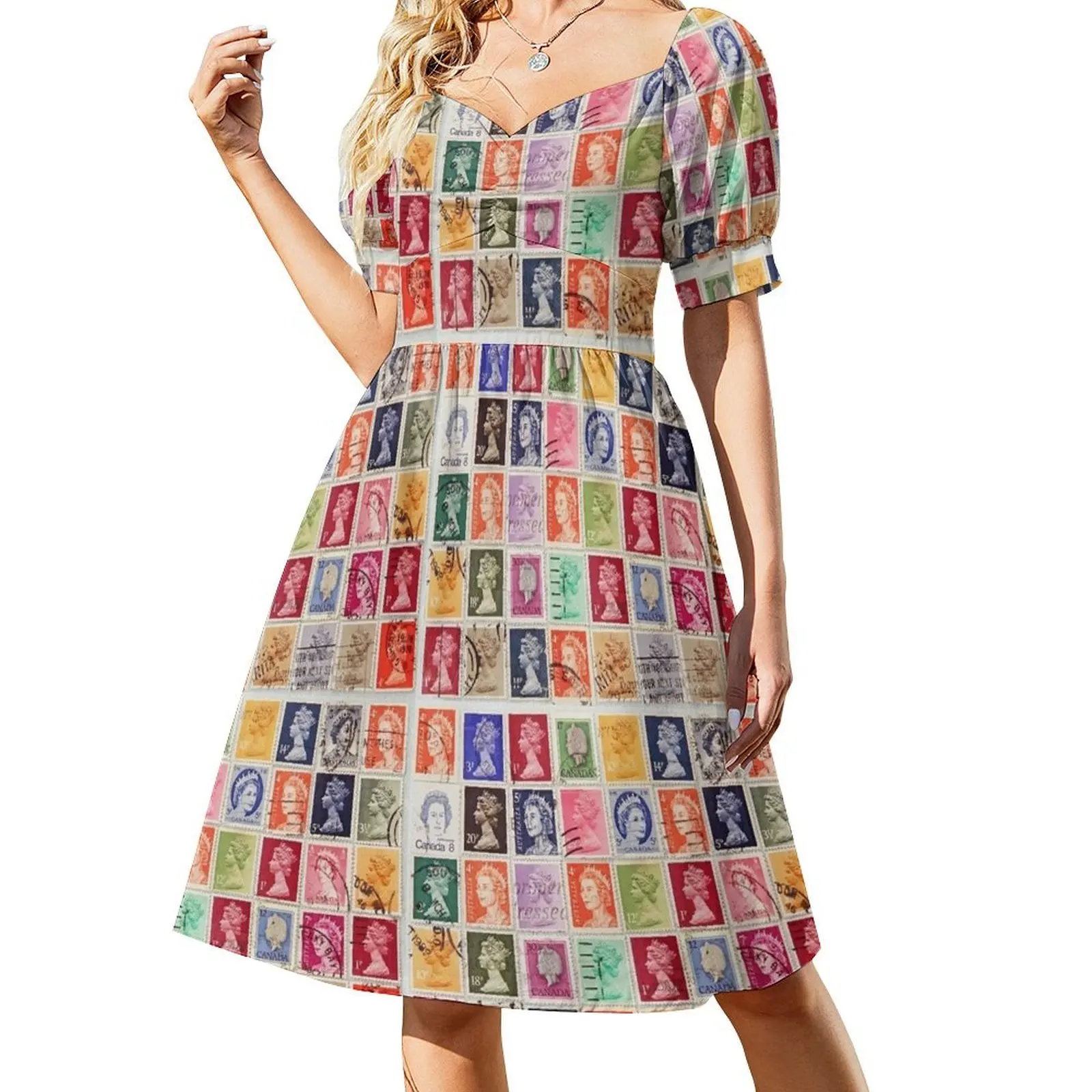 Postage stamps of British Commonwealth countries with image of Her Majesty Queen Elizabeth. Short-Sleeved Dress
Postage stamps of British Commonwealth countries with image of Her Majesty Queen Elizabeth. Short-Sleeved Dress