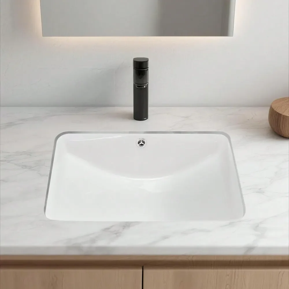 Bathroom Sink, 20.87 X 14.76 Inch Rectangular White Ceramic Vessel Sink With Overflow Hole, Under Counter Drop In Modern Lavato
Bathroom Sink, 20.87 X 14.76 Inch Rectangular White Ceramic Vessel Sink With Overflow Hole, Under Counter Drop In Modern Lavato