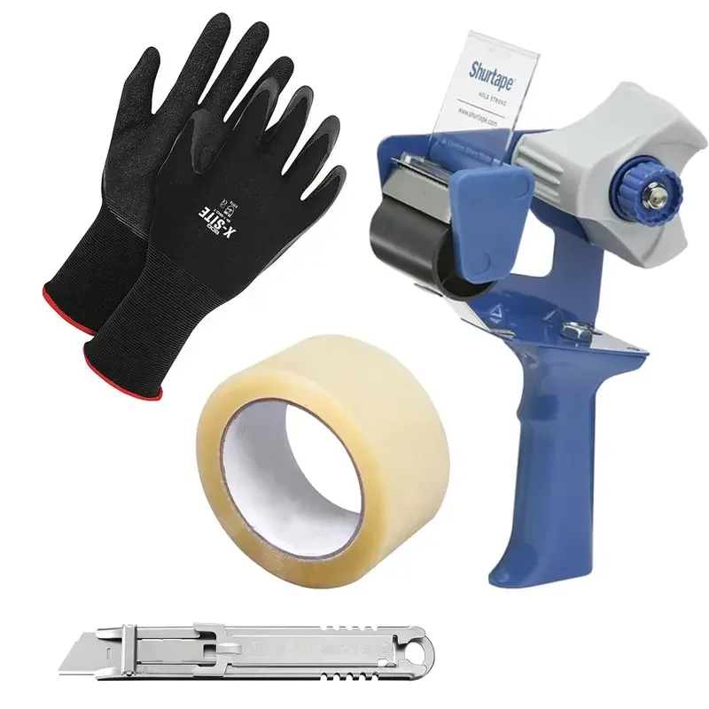 Moving Set: 2"x110 Yds Packing Tape + Tape Gun + Gloves + Cutter - Strong Adhesive for Shipping, Moving, Storage
Moving Set: 2"x110 Yds Packing Tape + Tape Gun + Gloves + Cutter - Strong Adhesive for Shipping, Moving, Storage