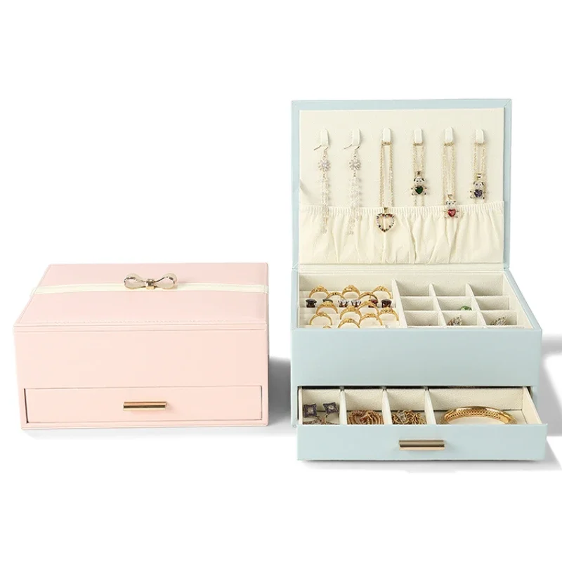 Light luxury jewelry storage box, high-end exquisite necklace, earrings, ring, bracelet gold jewelry box, double-layer
Light luxury jewelry storage box, high-end exquisite necklace, earrings, ring, bracelet gold jewelry box, double-layer