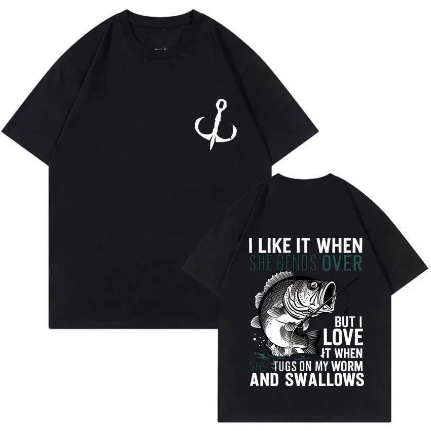 Funny I Like When She Bends Fish T-Shirt Men's Ladies Fashion Casual Fishing Lovers T-Shirt Vintage Harajuku Print T-Shirt Y2k
Funny I Like When She Bends Fish T-Shirt Men's Ladies Fashion Casual Fishing Lovers T-Shirt Vintage Harajuku Print T-Shirt Y2k