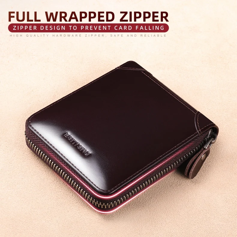 【Genuine Cow Leather】BANYANU Men's Wallet, Zipper Short RFID Blocking, Large Capacity Multiple Card Slots Coin Pocket & Gift Box
【Genuine Cow Leather】BANYANU Men's Wallet, Zipper Short RFID Blocking, Large Capacity Multiple Card Slots Coin Pocket & Gift Box