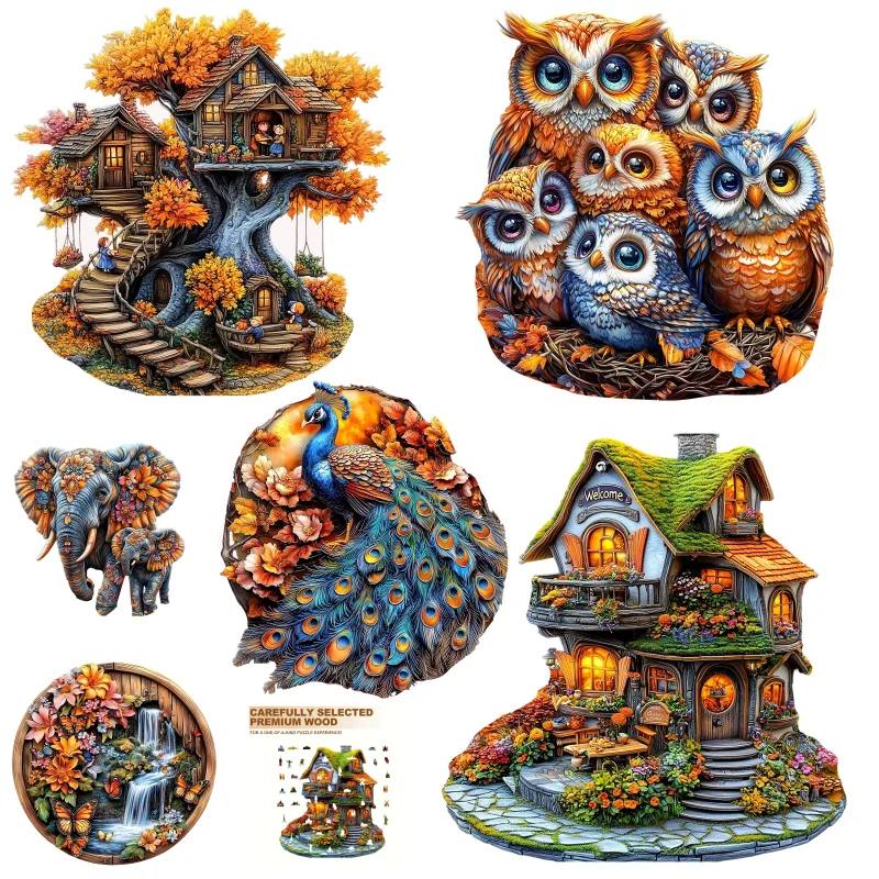 Wooden Puzzle - Unique Adult Shaped High End Wooden Puzzle Gift - Villa Peacock Owl Landscape Animal Puzzle Family Game
Wooden Puzzle - Unique Adult Shaped High End Wooden Puzzle Gift - Villa Peacock Owl Landscape Animal Puzzle Family Game
