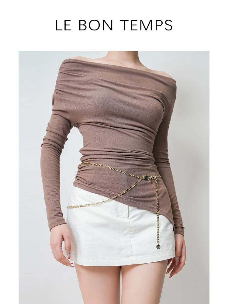 Женский топ с длинным рукавом и асимметричным вырезом на плече, приталенный крой, из дышащего хлопка, для осени и весны, модный повседневный уличный стиль
Женский топ с длинным рукавом и асимметричным вырезом на плече, приталенный крой, из дышащего хлопка, для осени и весны, модный повседневный уличный стиль