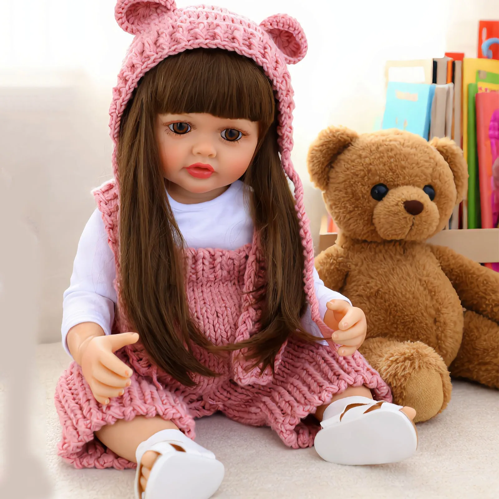 Realistic Baby Doll, 20 inches (50 cm), Handcrafted soft vinyl realistic baby doll, pink knitted outfit, realistic baby doll (with long brown hair), suitable for ages 3+
Realistic Baby Doll, 20 inches (50 cm), Handcrafted soft vinyl realistic baby doll, pink knitted outfit, realistic baby doll (with long brown hair), suitable for ages 3+