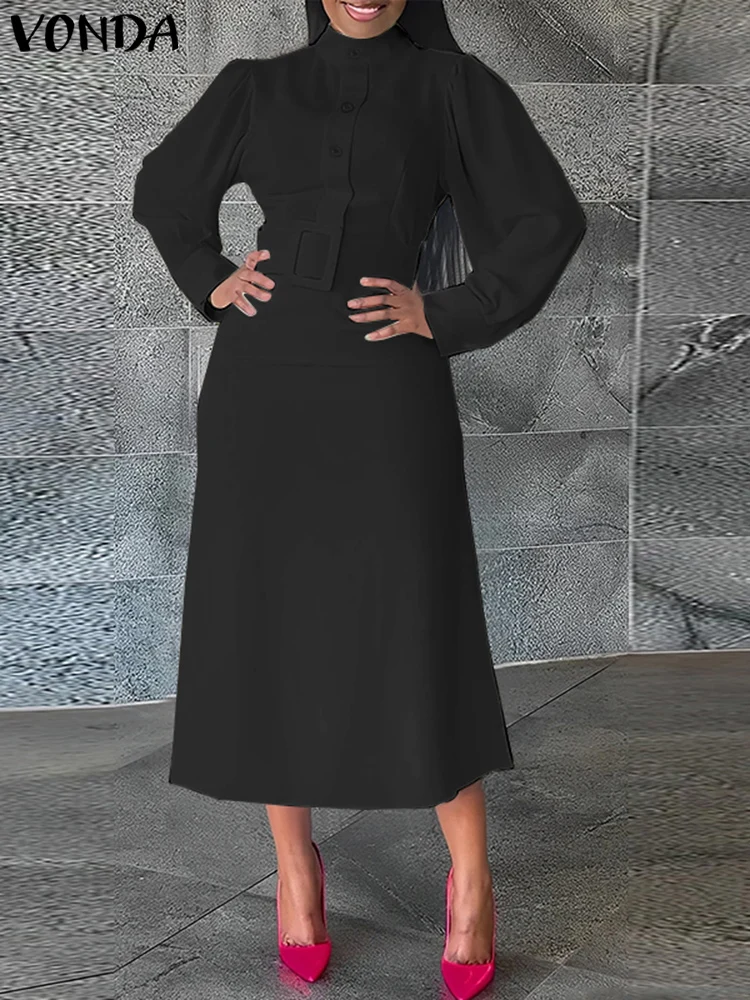 Plus Size 5XL VONDA Women Office Midi Dress Solid Color Oversized Vesitidos 2024 Long Sleeve Sundress Casual Stand Collar Robe
Plus Size 5XL VONDA Women Office Midi Dress Solid Color Oversized Vesitidos 2024 Long Sleeve Sundress Casual Stand Collar Robe