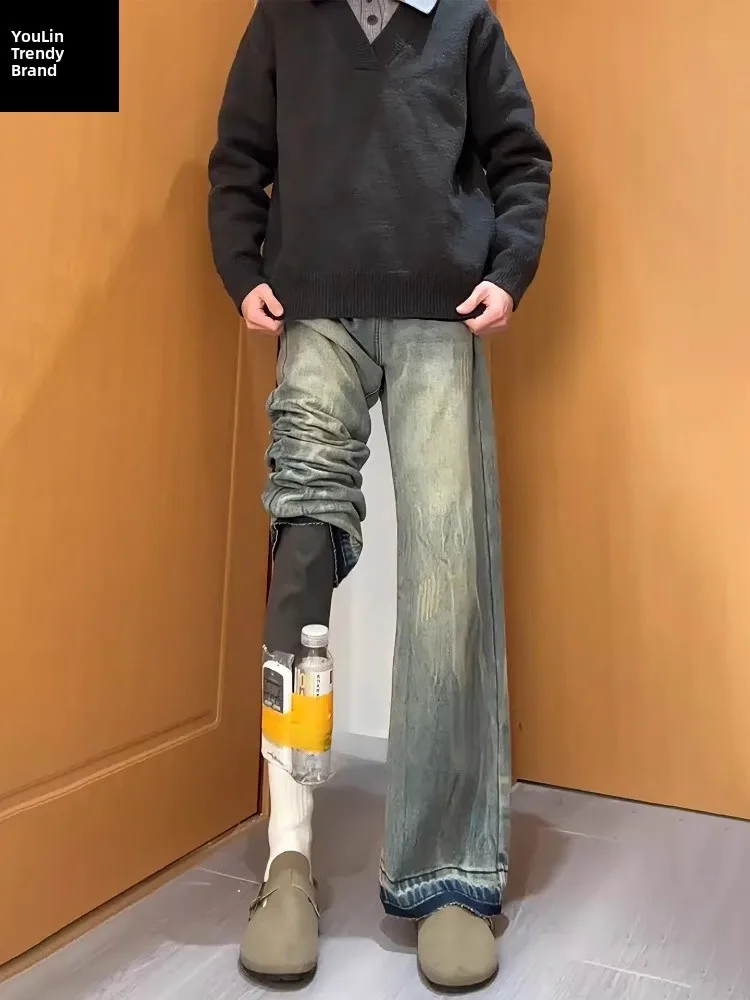 Retro American Scratch Design Men's Jeans Autumn Winter Frayed Slimming Bell Bot Youthful Casual Wear
Retro American Scratch Design Men's Jeans Autumn Winter Frayed Slimming Bell Bot Youthful Casual Wear