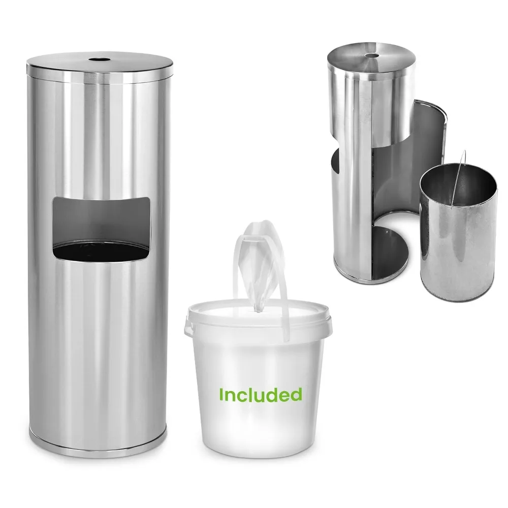 Large Capacity Stainless Steel Floor Stand Dispenser for Disinfecting Wipes with Built-in Trash Can Smudge Resistant
Large Capacity Stainless Steel Floor Stand Dispenser for Disinfecting Wipes with Built-in Trash Can Smudge Resistant