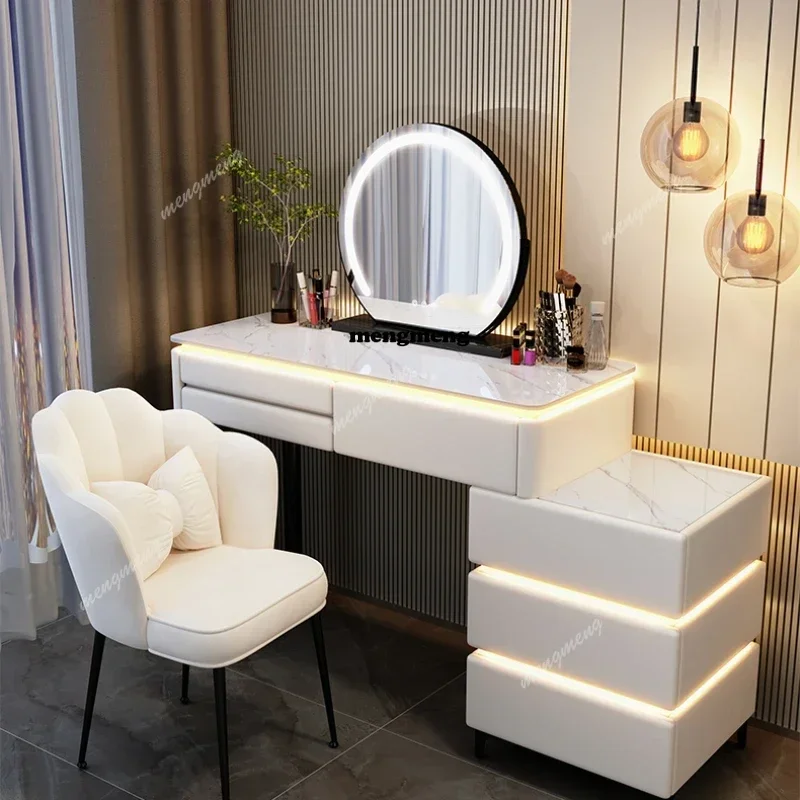 Modern Luxury Vanity Dressing Table Drawers Led Light White High End Dressing Table Mirror Storage Pentiadeira Dresser Furniture
Modern Luxury Vanity Dressing Table Drawers Led Light White High End Dressing Table Mirror Storage Pentiadeira Dresser Furniture