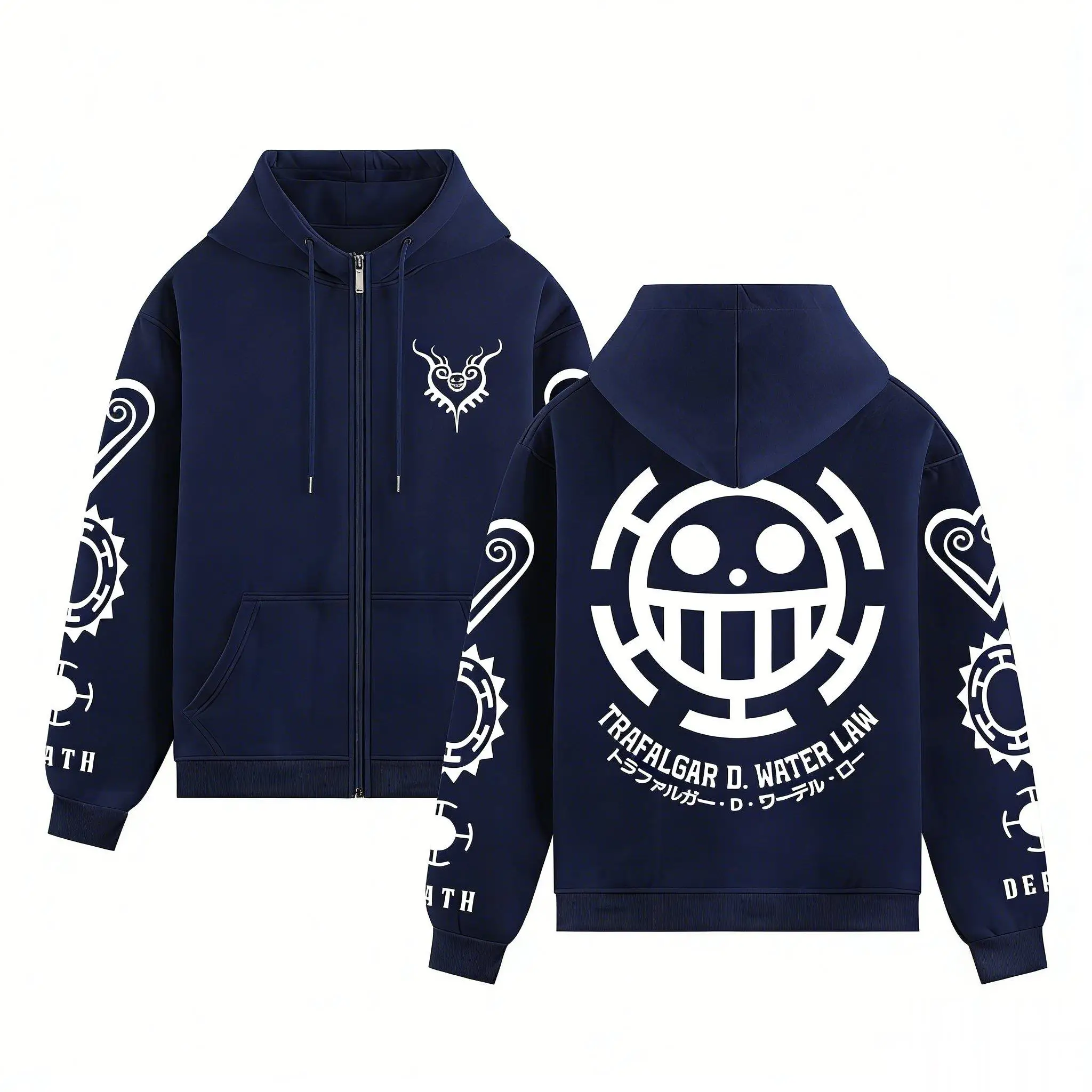 Цельная толстовка с капюшоном в стиле аниме Trafalgar Law для мужчин и женщин, весна-осень 2026, уличная одежда на молнии, повседневный пуловер для косплея, куртка с графическим принтом
Цельная толстовка с капюшоном в стиле аниме Trafalgar Law для мужчин и женщин, весна-осень 2026, уличная одежда на молнии, повседневный пуловер для косплея, куртка с графическим принтом