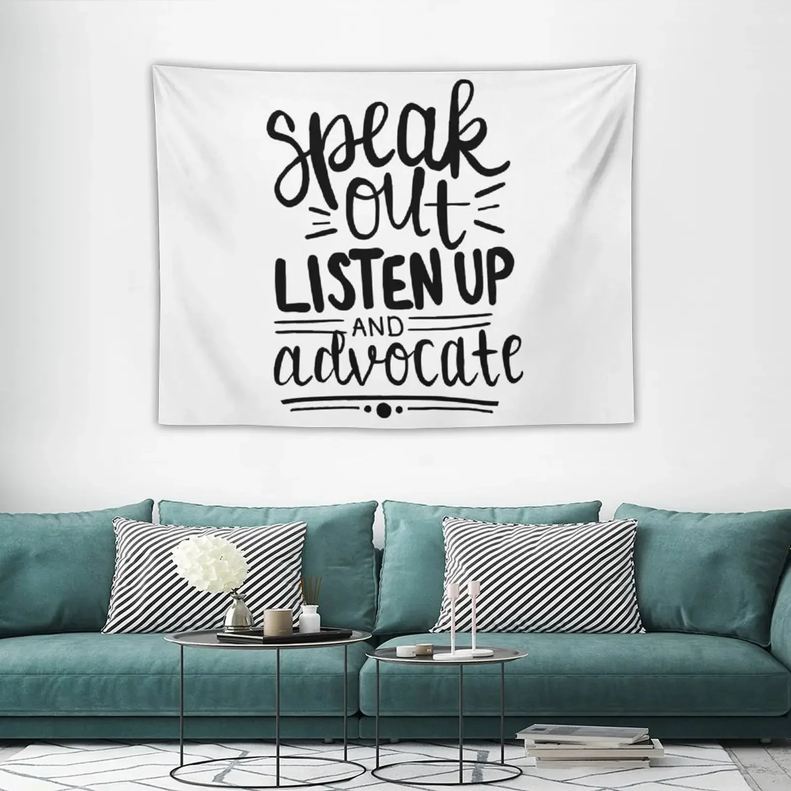 Speak out, Listen up, and Advocate (Black) Tapestry Room Decor Cute Decoration Aesthetic Decoration Wall Tapestry
Speak out, Listen up, and Advocate (Black) Tapestry Room Decor Cute Decoration Aesthetic Decoration Wall Tapestry