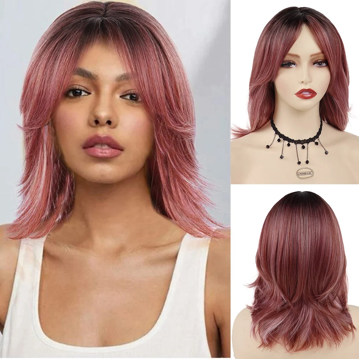 Synthetic Hair Medium Wigs for Women Fashion Mixed Dark Pink Wig with Bangs Natural Straight Wig Ladies Daily Cosplay Halloween
Synthetic Hair Medium Wigs for Women Fashion Mixed Dark Pink Wig with Bangs Natural Straight Wig Ladies Daily Cosplay Halloween
