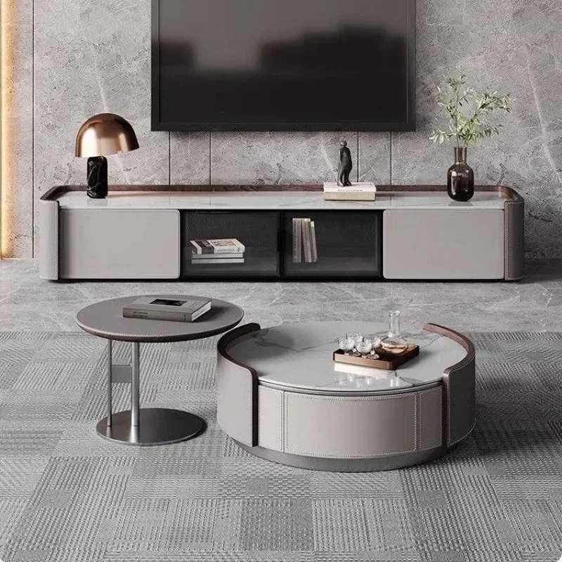 Modern living room household coffee table is light and luxurious minimalist saddle leather and rock plate size
Modern living room household coffee table is light and luxurious minimalist saddle leather and rock plate size