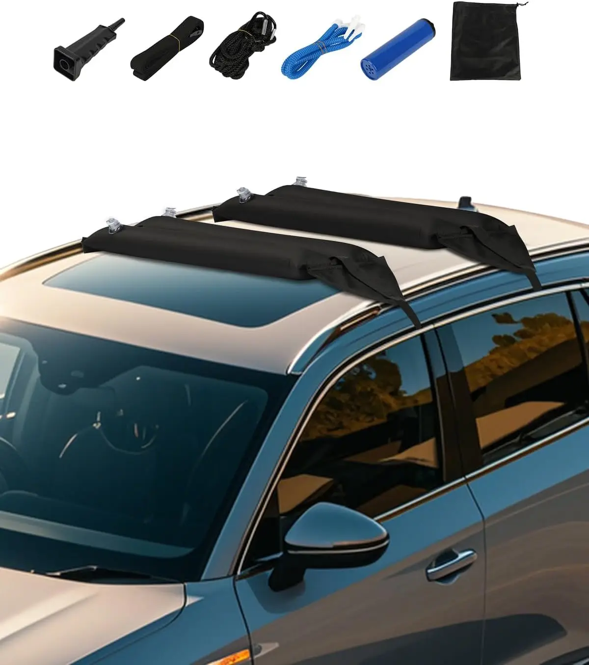 37.6-Inch Universal Inflatable Roof Rack Bars, 88LBS Capacity with Straps, Pump & Bag for Kayaks SUPs
37.6-Inch Universal Inflatable Roof Rack Bars, 88LBS Capacity with Straps, Pump & Bag for Kayaks SUPs