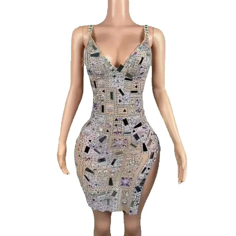 Shining Rhinestones Mirrors Sexy Mesh See Through Bandage Backless Short Dress Women Celebrate Birthday Prom Photoshoot Dress
Shining Rhinestones Mirrors Sexy Mesh See Through Bandage Backless Short Dress Women Celebrate Birthday Prom Photoshoot Dress
