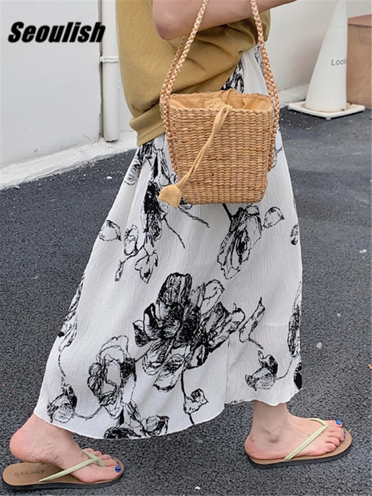 Seoulish Summer Ink Printing Pleated Women's Mi-long Skirts 2022 New High Waist Vintage Umbrella Fashion A-Line Skirts Female
Seoulish Summer Ink Printing Pleated Women's Mi-long Skirts 2022 New High Waist Vintage Umbrella Fashion A-Line Skirts Female