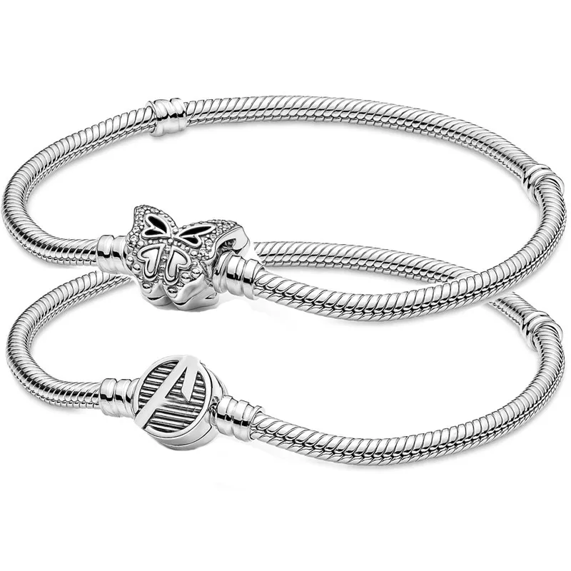 100% 925 Sterling Silver Moments Butterfly With Crystal Clasp Snake Chain Bracelet Fit Fashion Bangle Bead Charm Jewelry
100% 925 Sterling Silver Moments Butterfly With Crystal Clasp Snake Chain Bracelet Fit Fashion Bangle Bead Charm Jewelry