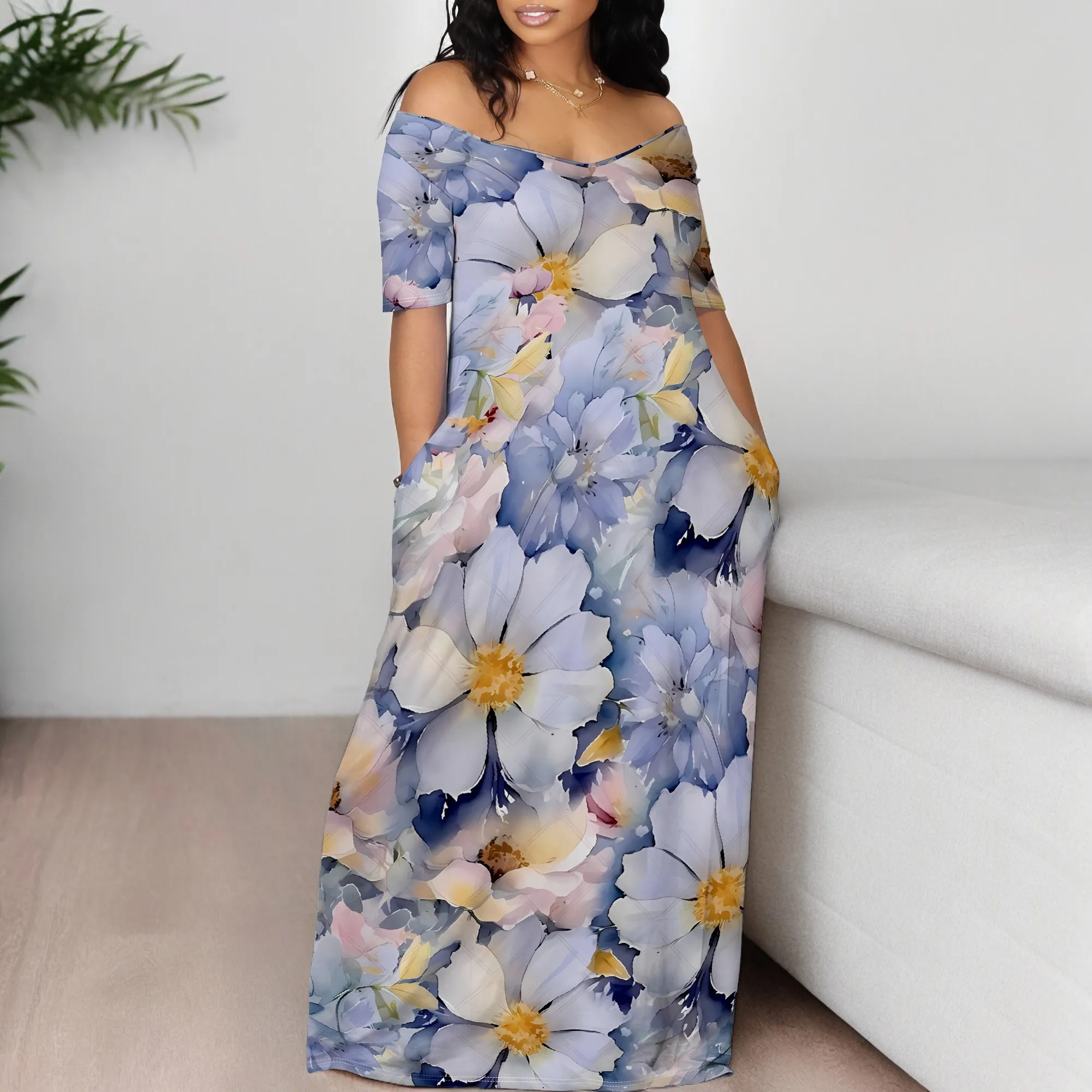 Nupusa Floral Print Summer Dress for Women Off Shoulder Short Sleeve Casual Maxi Dress
Nupusa Floral Print Summer Dress for Women Off Shoulder Short Sleeve Casual Maxi Dress