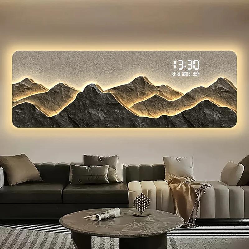 High end living room decoration painting, LED digital electronic clock, mountain back atmosphere light hanging painting
High end living room decoration painting, LED digital electronic clock, mountain back atmosphere light hanging painting
