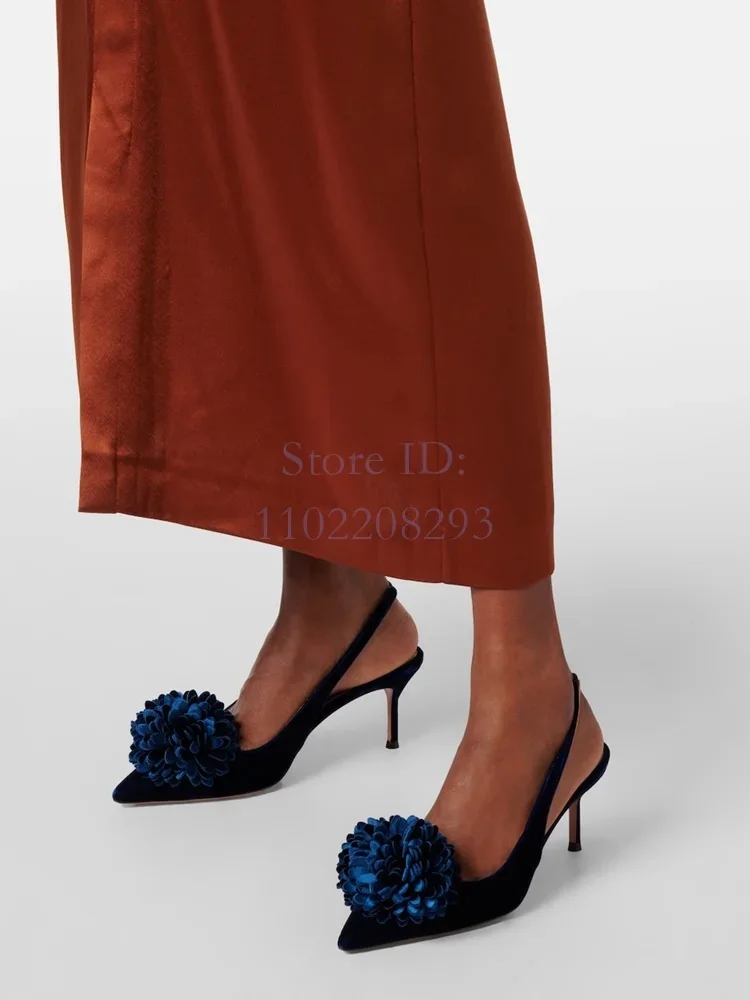 Blue Velvet Flower Stiletto Sandals French Style Pointed Toe Slip-on Thin Heels Pumps 2024 Women Summer Elegant Dress Shoes
Blue Velvet Flower Stiletto Sandals French Style Pointed Toe Slip-on Thin Heels Pumps 2024 Women Summer Elegant Dress Shoes
