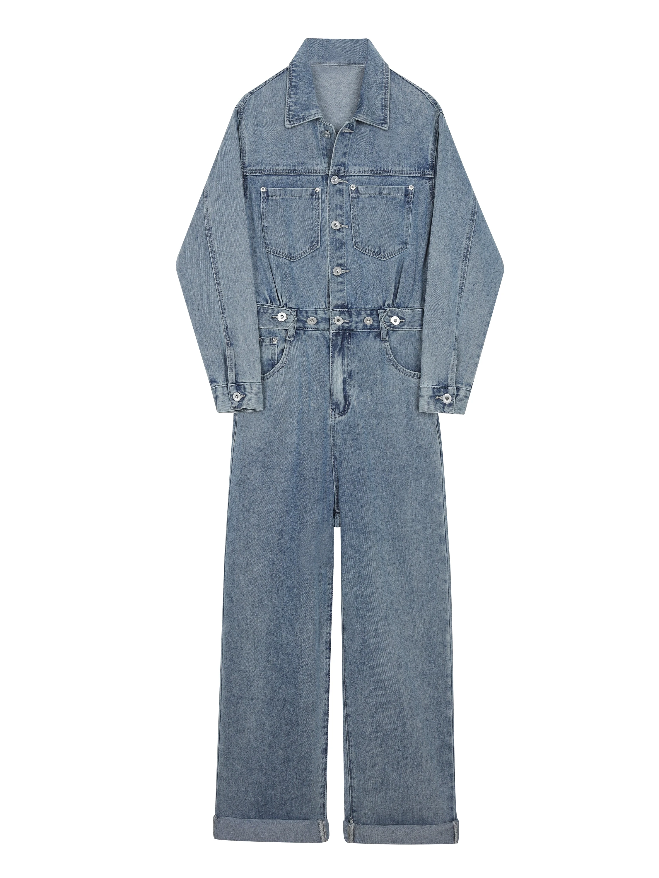 Women's Spring Autumn Lapel Long-sleeved Denim Jumpsuits Trendy Retro Workwear High Waist Slim Loose Casual Versatile Jumpsuit
Women's Spring Autumn Lapel Long-sleeved Denim Jumpsuits Trendy Retro Workwear High Waist Slim Loose Casual Versatile Jumpsuit