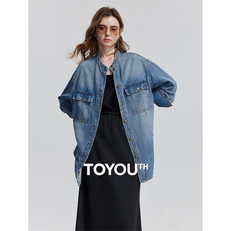 TOYOUTH Women Denim Jacket 2025 Spring New Pocket Stand Collar Workwear Single Breasted Button Streetwear Outwear Coat
TOYOUTH Women Denim Jacket 2025 Spring New Pocket Stand Collar Workwear Single Breasted Button Streetwear Outwear Coat