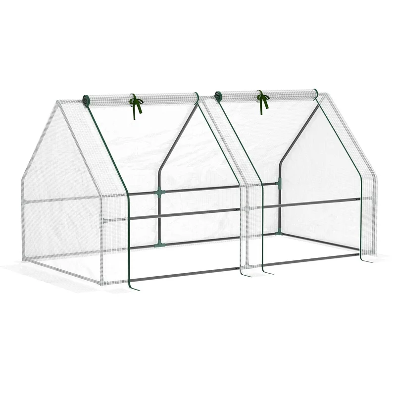 Outsunny 6' x 3' x 3' Portable Mini Greenhouse with Large Zipper Doors and UV-Resistant PE Cover, White
Outsunny 6' x 3' x 3' Portable Mini Greenhouse with Large Zipper Doors and UV-Resistant PE Cover, White