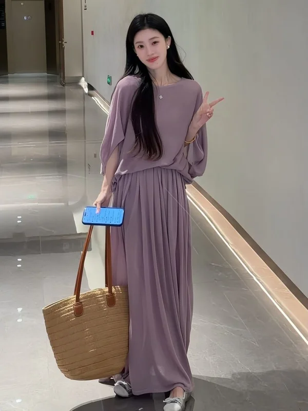 Purple Set Women's Loose Fit Top And Skirt Slimming Two-Piece Suit Summer New Arrival Color Fashion Ensemble
Purple Set Women's Loose Fit Top And Skirt Slimming Two-Piece Suit Summer New Arrival Color Fashion Ensemble