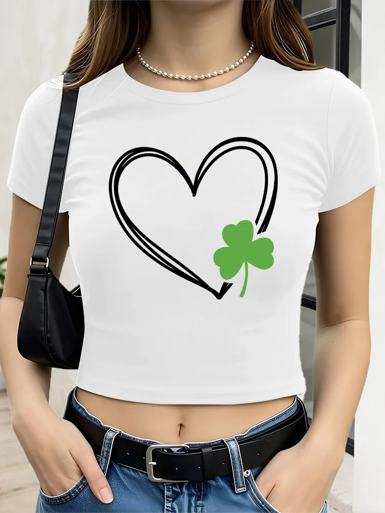 Heart and Clover Women's Graphic Crop Top Slim Fit Short Sleeve T-Shirt Casual Streetwear Tee for Spring Summer
Heart and Clover Women's Graphic Crop Top Slim Fit Short Sleeve T-Shirt Casual Streetwear Tee for Spring Summer