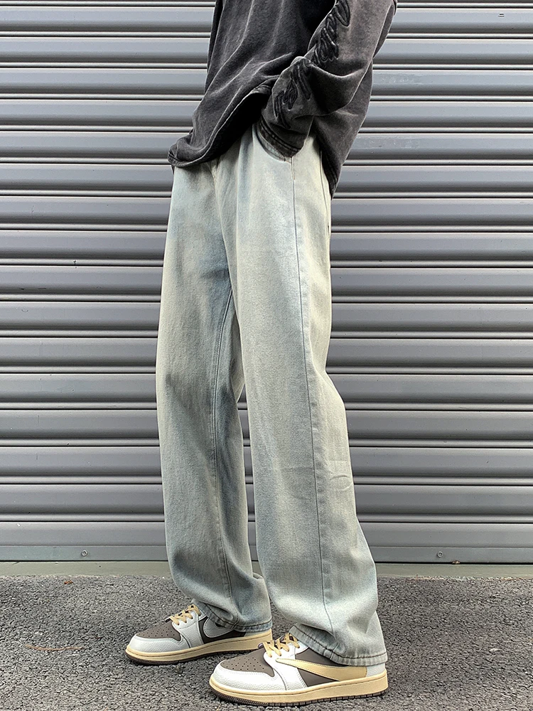 2024 New High Street Men's Straight Jeans Korean Fashion Elastic Waist Retro Blue Casual Denim Pants Male Baggy Jean Trousers
2024 New High Street Men's Straight Jeans Korean Fashion Elastic Waist Retro Blue Casual Denim Pants Male Baggy Jean Trousers