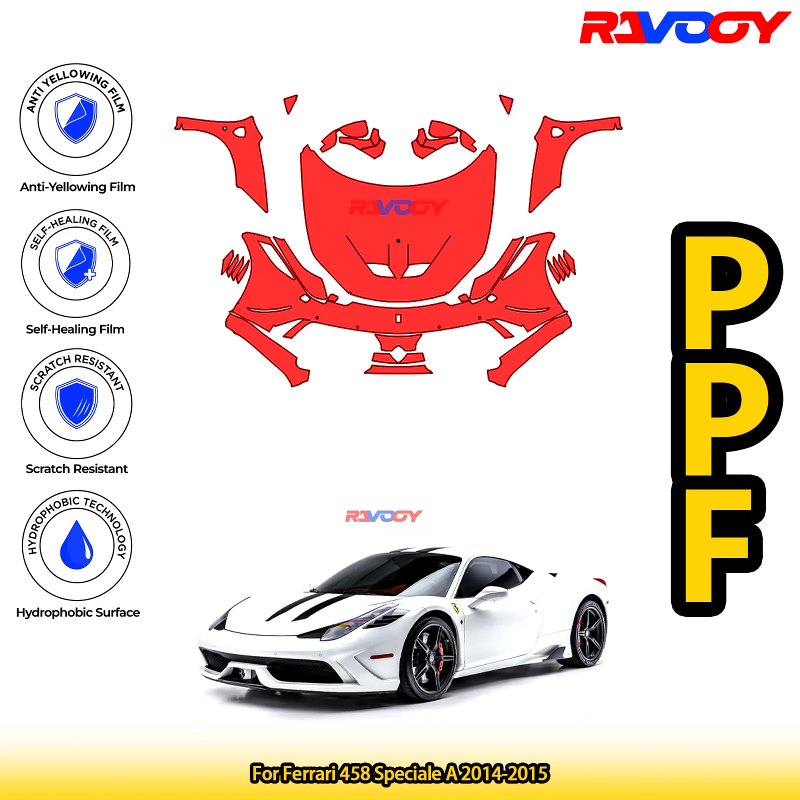 Для Ferrari 458 Speciale A 2014-2015 глянцевая матовая черная предварительно вырезанная передняя защитная пленка PPF Kit
Для Ferrari 458 Speciale A 2014-2015 глянцевая матовая черная предварительно вырезанная передняя защитная пленка PPF Kit