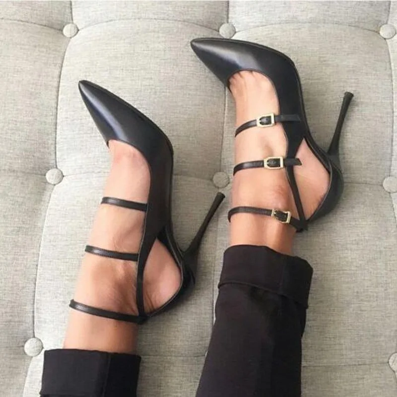 Multiple Strap Women Buckle Shoes Black Matte Leather Pointed Toe Cutouts Cover Heels Spring Autumn Dress Shoes
Multiple Strap Women Buckle Shoes Black Matte Leather Pointed Toe Cutouts Cover Heels Spring Autumn Dress Shoes